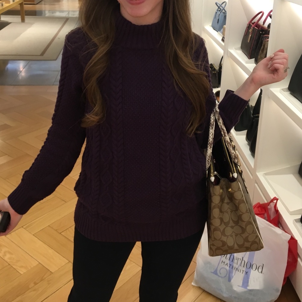 Long purple high neck sweater
